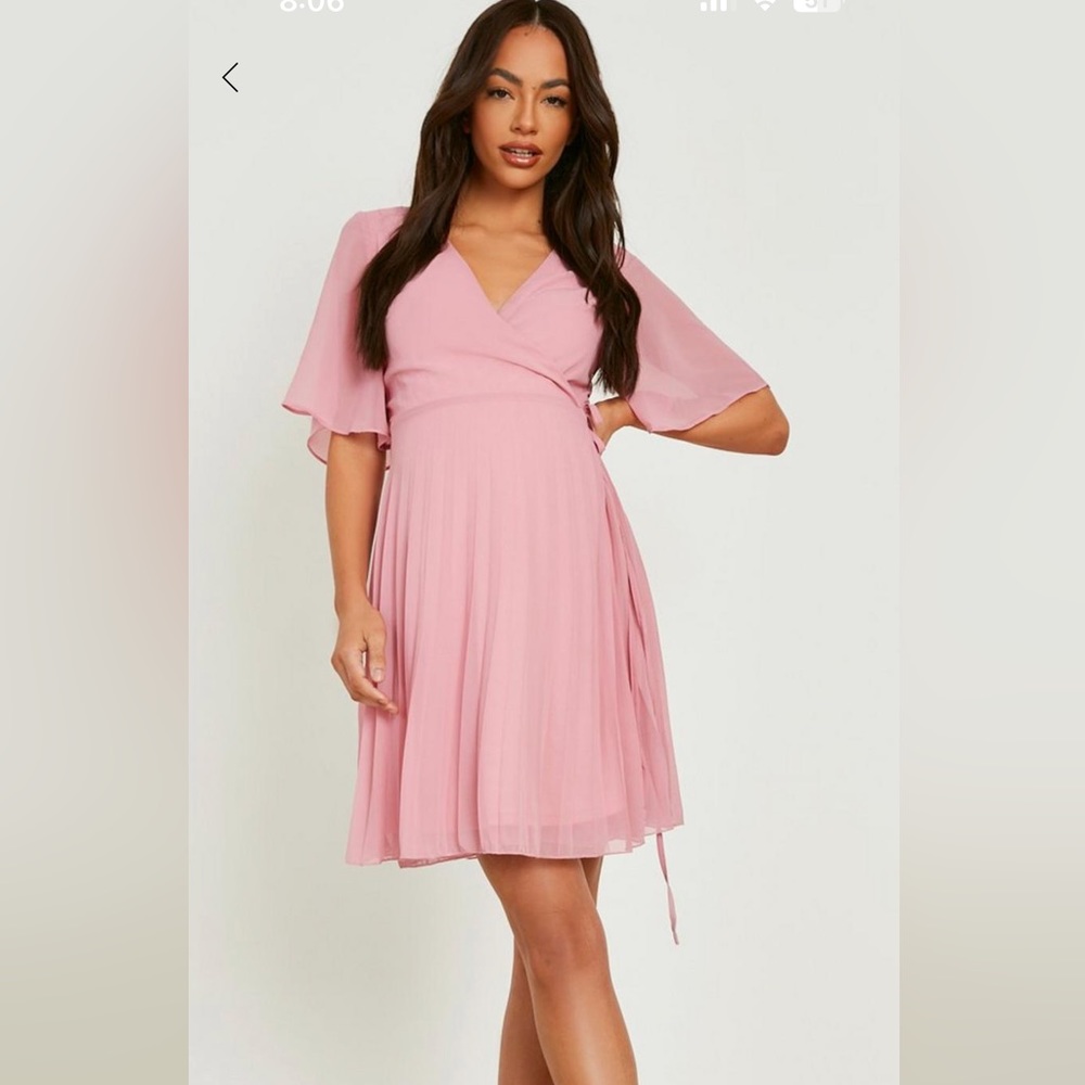 Maternity Pleated Wrap Skater Dress